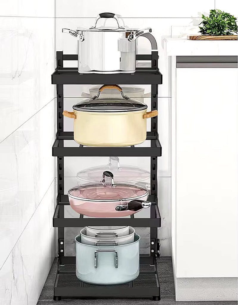 Kitchen Sink Storage Rack Multi-Layer Cooker Storage Rack for Home Stovetop Cabinets Adjustable Pot Rack