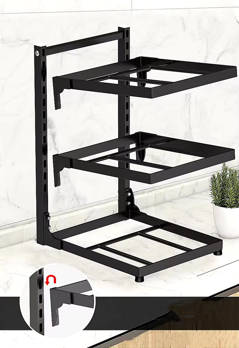 Kitchen Sink Storage Rack Multi-Layer Cooker Storage Rack for Home Stovetop Cabinets Adjustable Pot Rack