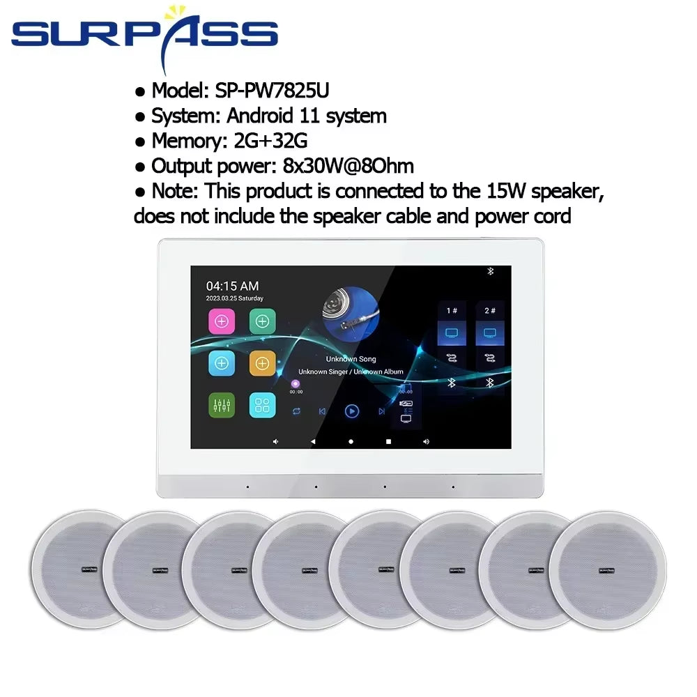 Smart Home Theater Sound System Wifi Amplifier Bluetooth Android Touch Screen with 6Inch Stereo Ceiling Speaker for Residential