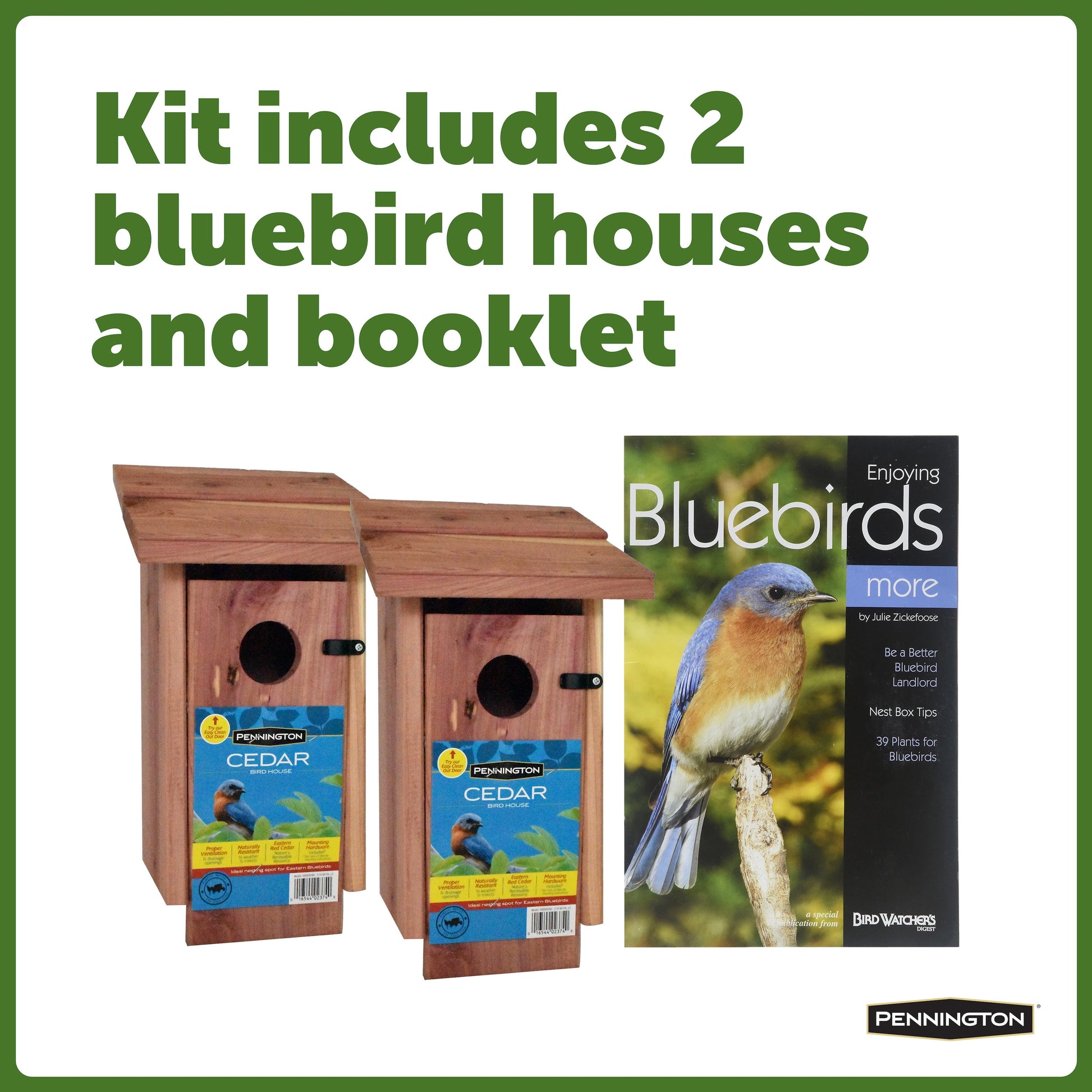 Red Cedar Bluebird Wild Bird House, 2 Pack 13'' Tall